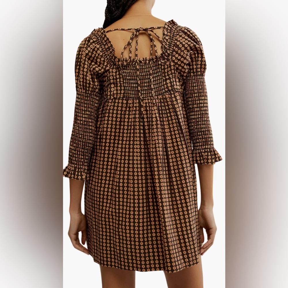 NWT FREE PEOPLE - Star Dip Tiered Smocked Button Front Cotton Dress - Picture 4 of 10